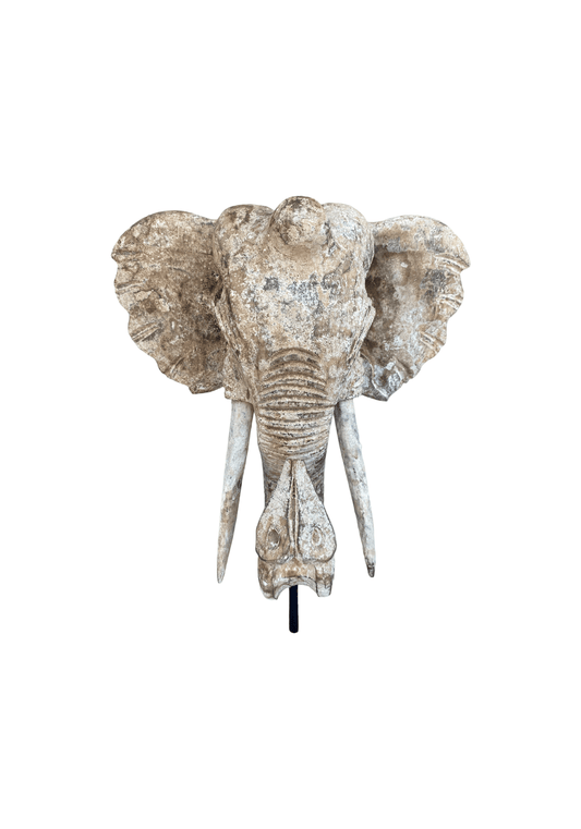 Primitive Elephant Wooden Warrior Statue